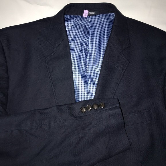 Saddlebred Men's Two Button Navy Blue Blazer Cotton Sport Coat Jacket Size 42L - Picture 7 of 13